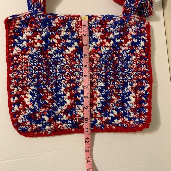 Shoulder Bag Red,White,Blue Mix, Shoulder Bag, handmade, crocheted - Picture 16 of 16